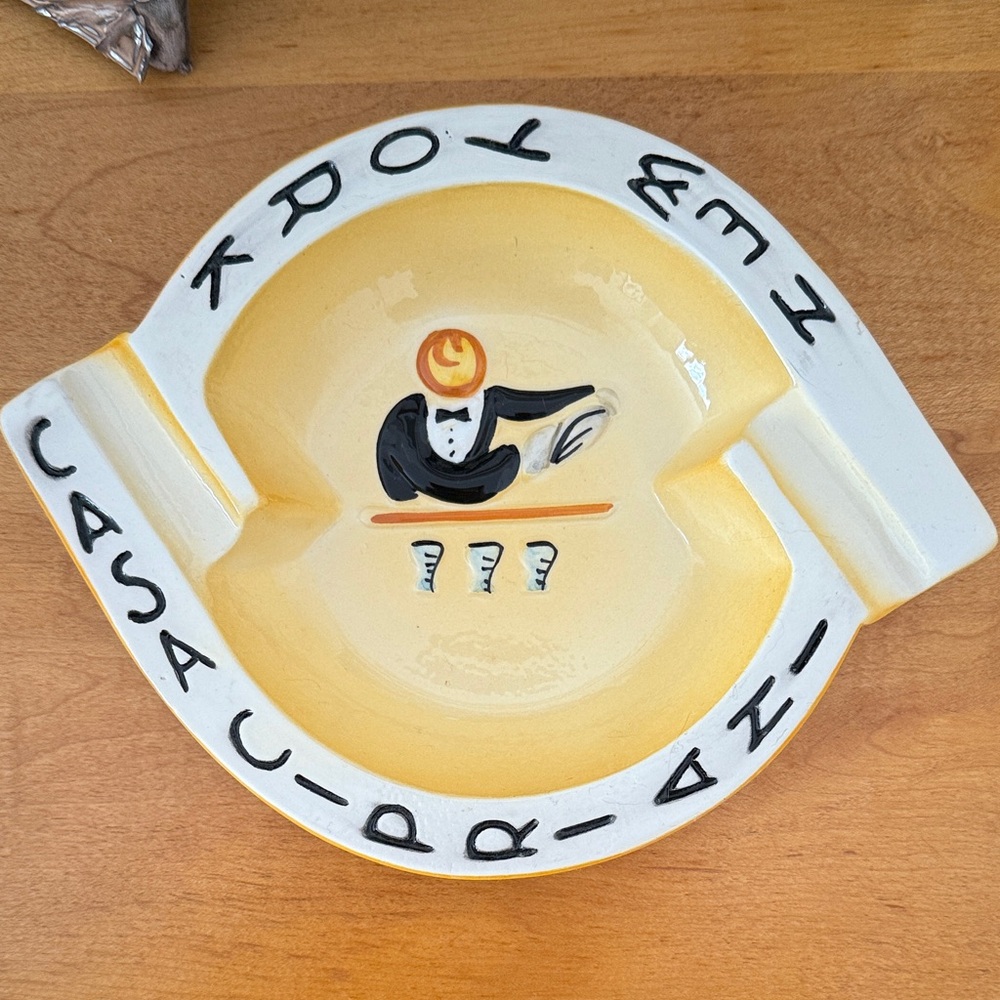 Casa Cipriani Ceramic Ashtray with Black and White Design